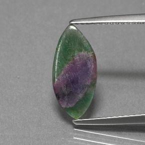 1.30캐럿 천연 바이컬러 푸크사이트 포함 루비, 마퀴즈, 14.8×7.1 mm, 투명한