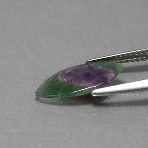 1.30캐럿 천연 바이컬러 푸크사이트 포함 루비, 마퀴즈, 14.8×7.1 mm, 투명한