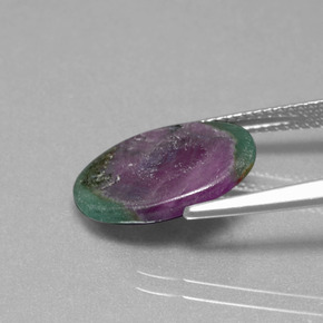 4.55캐럿 천연 바이컬러 푸크사이트 포함 루비, 타원형 컷, 15.2×11.2 mm, 투명한