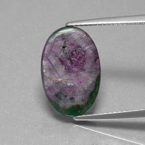 6.33캐럿 천연 멀티컬러 푸크사이트 포함 루비, 타원형 컷, 15.7×10.5 mm, 투명한