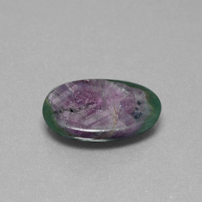 6.33캐럿 천연 멀티컬러 푸크사이트 포함 루비, 타원형 컷, 15.7×10.5 mm, 투명한