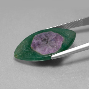 13.47캐럿 천연 바이컬러 푸크사이트 포함 루비, 마퀴즈, 27×17.3 mm, 투명한