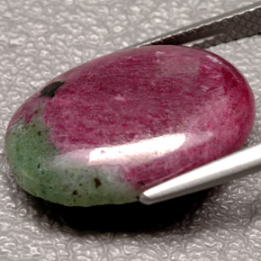 10.66캐럿 천연 멀티컬러 루비 조이사이트, 타원형 컷, 18.3×13.6 mm, 불투명체