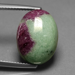 11.90캐럿 천연 멀티컬러 루비 조이사이트, 타원형 컷, 16×12.1 mm, 불투명체