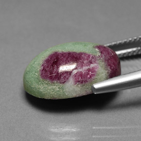 11.90캐럿 천연 멀티컬러 루비 조이사이트, 타원형 컷, 16×12.1 mm, 불투명체