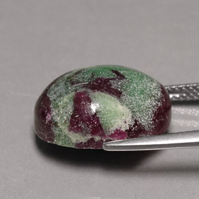 13.91캐럿 천연 멀티컬러 루비 조이사이트, 타원형 컷, 16×12.2 mm, 불투명체
