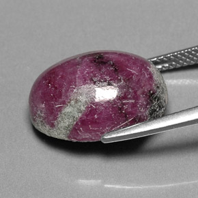 14.74캐럿 천연 멀티컬러 루비 조이사이트, 타원형 컷, 15.9×12.1 mm, 불투명체