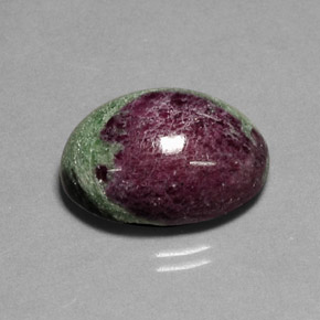 22.79캐럿 천연 멀티컬러 루비 조이사이트, 타원형 컷, 19.7×14.8 mm, 불투명체