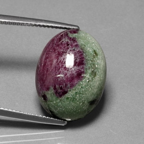 22.79캐럿 천연 멀티컬러 루비 조이사이트, 타원형 컷, 19.7×14.8 mm, 불투명체