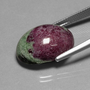 22.79캐럿 천연 멀티컬러 루비 조이사이트, 타원형 컷, 19.7×14.8 mm, 불투명체