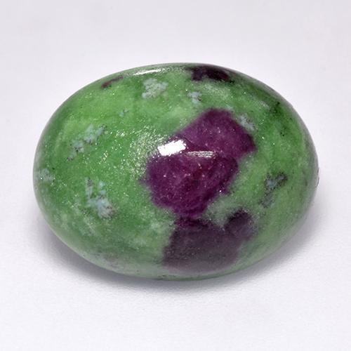 23.55캐럿 천연 멀티컬러 루비 조이사이트, 타원형 컷, 19.9×15.1 mm, 불투명체