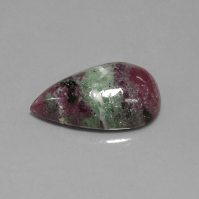 13.52캐럿 천연 멀티컬러 루비 조이사이트, 배 모양, 20.5×12.2 mm, 불투명체