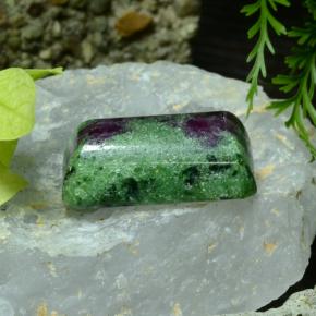 25.75캐럿 천연 멀티컬러 루비 조이사이트, 에메랄드 컷, 21×12.7 mm, 불투명체