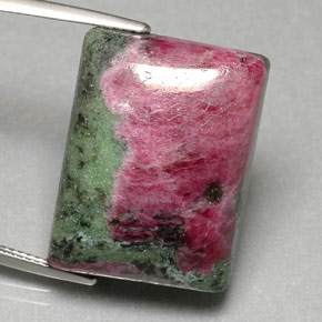 46.78캐럿 천연 멀티컬러 루비 조이사이트, 바게트, 23.5×18 mm, 불투명체