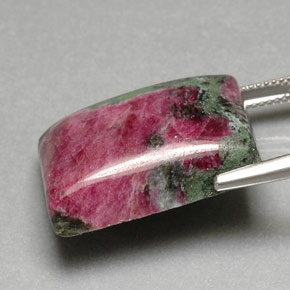46.78캐럿 천연 멀티컬러 루비 조이사이트, 바게트, 23.5×18 mm, 불투명체