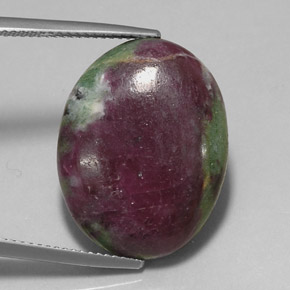 22.73캐럿 천연 멀티컬러 루비 조이사이트, 타원형 컷, 22.5×17.3 mm, 불투명체