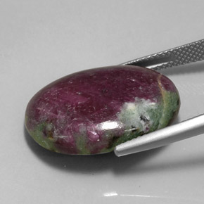 22.73캐럿 천연 멀티컬러 루비 조이사이트, 타원형 컷, 22.5×17.3 mm, 불투명체