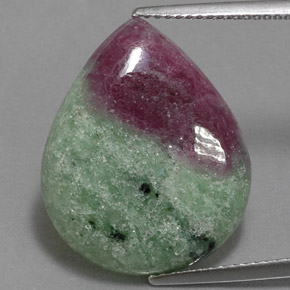 15.70캐럿 천연 멀티컬러 루비 조이사이트, 배 모양, 21.3×17.3 mm, 불투명체