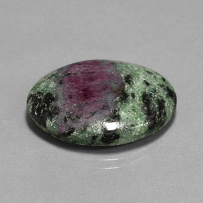 22.72캐럿 천연 멀티컬러 루비 조이사이트, 타원형 컷, 24.8×18.8 mm, 불투명체