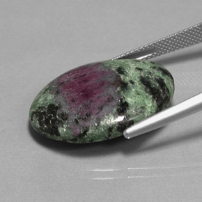 22.72캐럿 천연 멀티컬러 루비 조이사이트, 타원형 컷, 24.8×18.8 mm, 불투명체