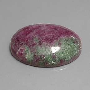 41.25캐럿 천연 멀티컬러 루비 조이사이트, 타원형 컷, 27.5×19.2 mm, 불투명체
