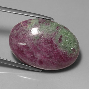 41.25캐럿 천연 멀티컬러 루비 조이사이트, 타원형 컷, 27.5×19.2 mm, 불투명체