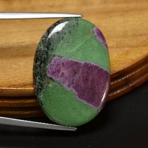 21.96캐럿 천연 멀티컬러 루비 조이사이트, 타원형 컷, 26.4×19.1 mm, 불투명체