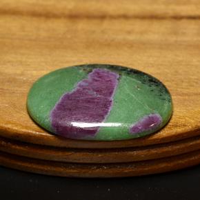 21.96캐럿 천연 멀티컬러 루비 조이사이트, 타원형 컷, 26.4×19.1 mm, 불투명체