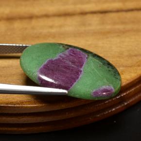 21.96캐럿 천연 멀티컬러 루비 조이사이트, 타원형 컷, 26.4×19.1 mm, 불투명체
