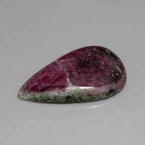 29.84캐럿 천연 멀티컬러 루비 조이사이트, 배 모양, 32×19.3 mm, 불투명체