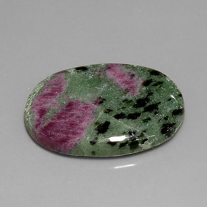 22.56캐럿 천연 멀티컬러 루비 조이사이트, 타원형 컷, 25.4×18.2 mm, 불투명체