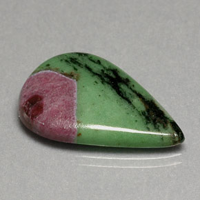 22.31캐럿 천연 멀티컬러 루비 조이사이트, 배 모양, 28.8×18.9 mm, 불투명체