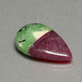 9.26캐럿 천연 멀티컬러 루비 조이사이트, 배 모양, 20.9×13.1 mm, 불투명체