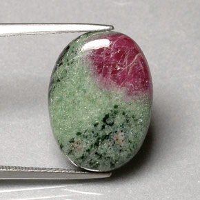 11.08캐럿 천연 멀티컬러 루비 조이사이트, 타원형 컷, 18.7×13.6 mm, 불투명체