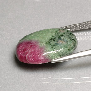 11.08캐럿 천연 멀티컬러 루비 조이사이트, 타원형 컷, 18.7×13.6 mm, 불투명체