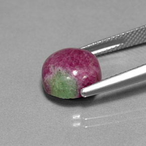 6.18캐럿 천연 멀티컬러 루비 조이사이트, 라운드 컷, 10.21 mm, 불투명체
