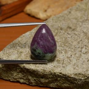 8.53캐럿 천연 멀티컬러 루비 조이사이트, 배 모양, 16.6×12 mm, 불투명체
