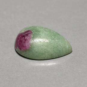 5.73캐럿 천연 멀티컬러 루비 조이사이트, 배 모양, 14.6×10.2 mm, 불투명체