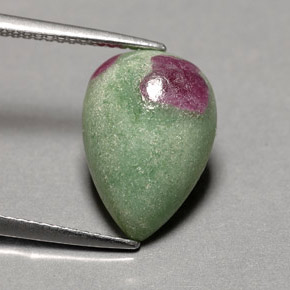 5.73캐럿 천연 멀티컬러 루비 조이사이트, 배 모양, 14.6×10.2 mm, 불투명체
