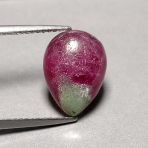 4.62캐럿 천연 멀티컬러 루비 조이사이트, 배 모양, 12.6×9.3 mm, 불투명체