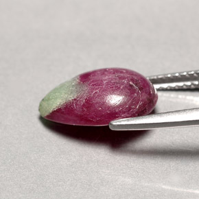 4.62캐럿 천연 멀티컬러 루비 조이사이트, 배 모양, 12.6×9.3 mm, 불투명체