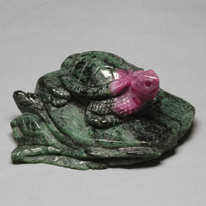 442.95캐럿 천연 멀티컬러 루비 조이사이트, 멋진 모양, 60.3×55.3 mm, 불투명체