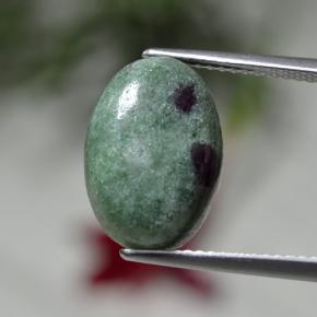 7.70캐럿 천연 멀티컬러 루비 조이사이트, 타원형 컷, 14.2×10.1 mm, 불투명체