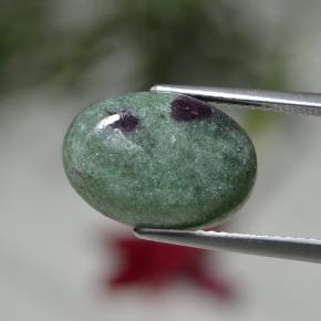 7.70캐럿 천연 멀티컬러 루비 조이사이트, 타원형 컷, 14.2×10.1 mm, 불투명체