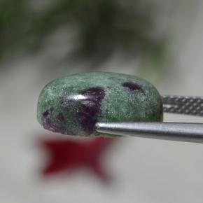 7.70캐럿 천연 멀티컬러 루비 조이사이트, 타원형 컷, 14.2×10.1 mm, 불투명체