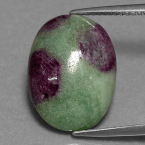 8.65캐럿 천연 멀티컬러 루비 조이사이트, 타원형 컷, 16.1×12.1 mm, 불투명체