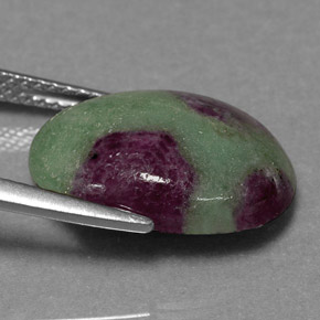 8.65캐럿 천연 멀티컬러 루비 조이사이트, 타원형 컷, 16.1×12.1 mm, 불투명체