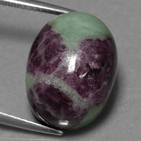 19.04캐럿 천연 멀티컬러 루비 조이사이트, 타원형 컷, 16.1×12.1 mm, 불투명체
