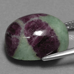 19.04캐럿 천연 멀티컬러 루비 조이사이트, 타원형 컷, 16.1×12.1 mm, 불투명체