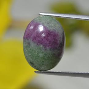 13.78캐럿 천연 멀티컬러 루비 조이사이트, 타원형 컷, 15.9×12.1 mm, 불투명체
